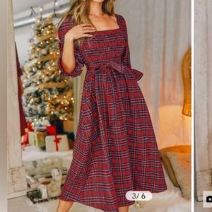 Cupshe red tartan plaid midi/maxi dress